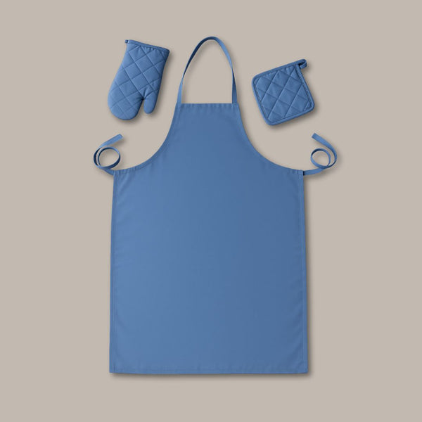 3 Pcs Blue Cooking Apron Set