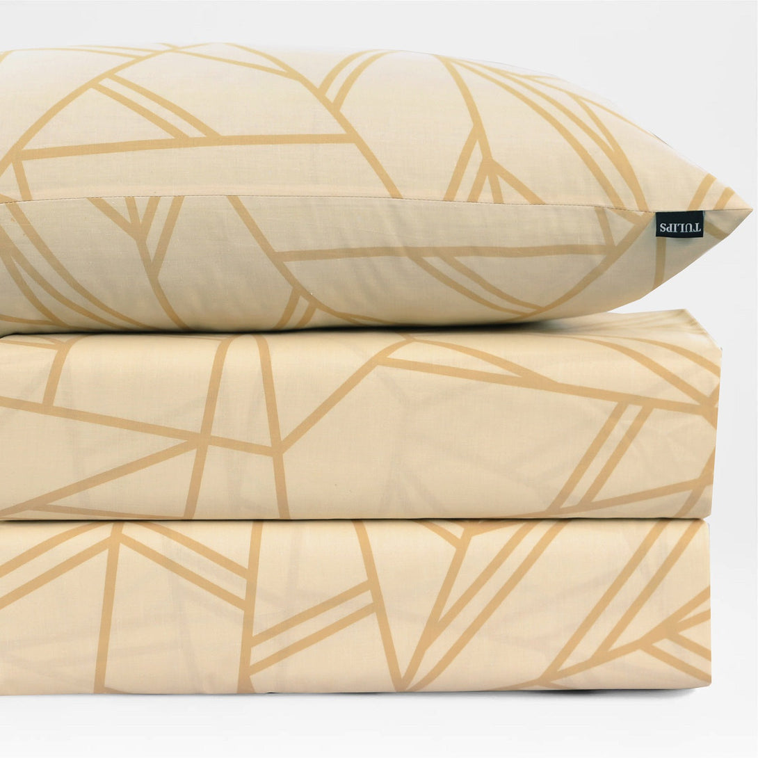 turkish cream printed bedsheet